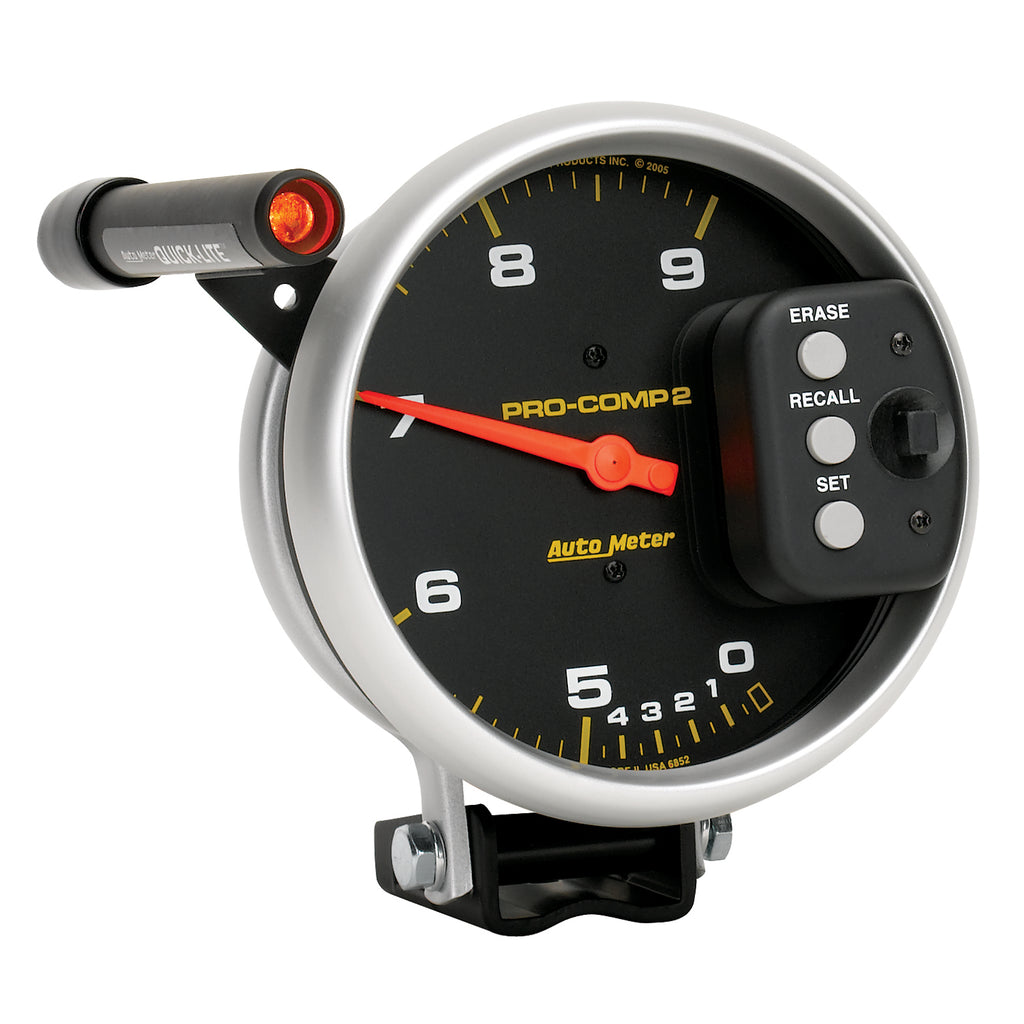 AutoMeter 6852 GAUGE, TACH, 5", 9K RPM, PEDESTAL DUAL RANGE W/ QUICK LITE & PEAK MEM, PRO-COMP