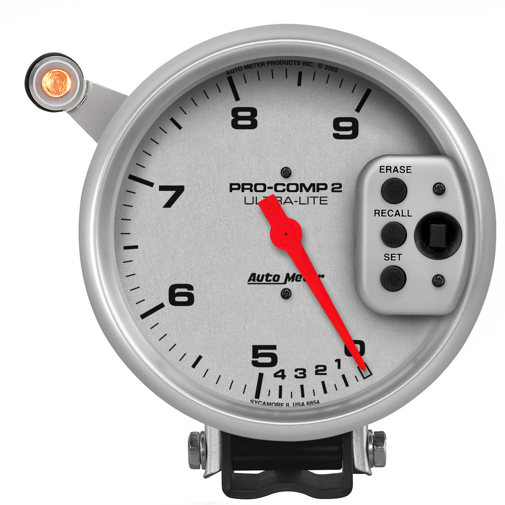AutoMeter 6854 GAUGE, TACH, 5", 9K RPM, PEDESTAL W/ QUICK LITE, DUAL RANGE W/PEAK MEMORY, UL
