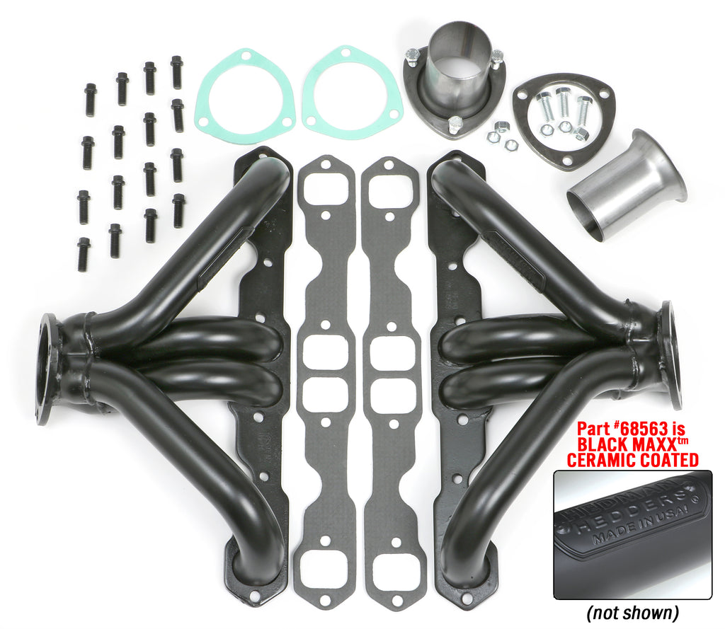 Hedman Hedders 68563 Black 1-5/8 in. Block Hugger Headers For 283-400 SB Chevy Engines