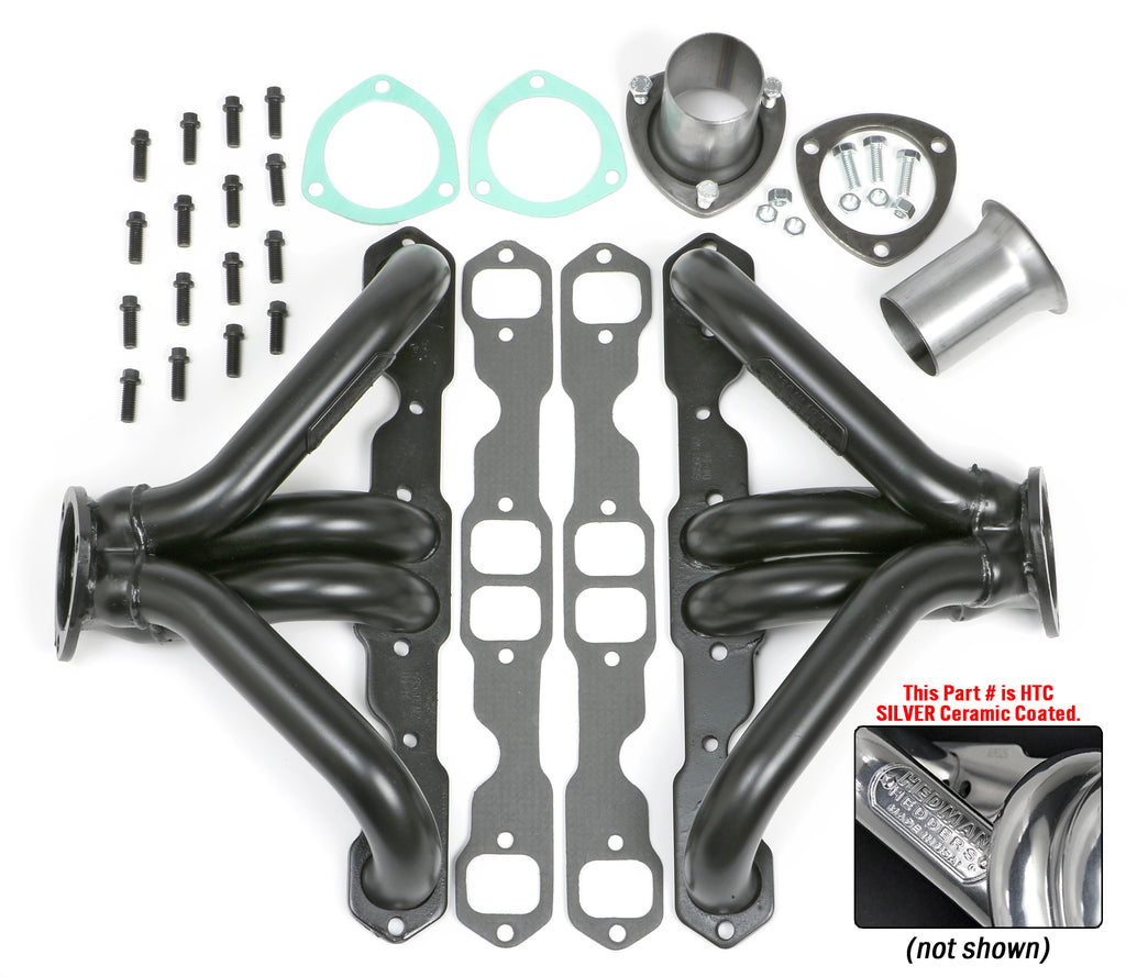 Hedman Hedders 68566 Silver 1-5/8 in. Block Hugger Headers For 283-400 SB Chevy Engine