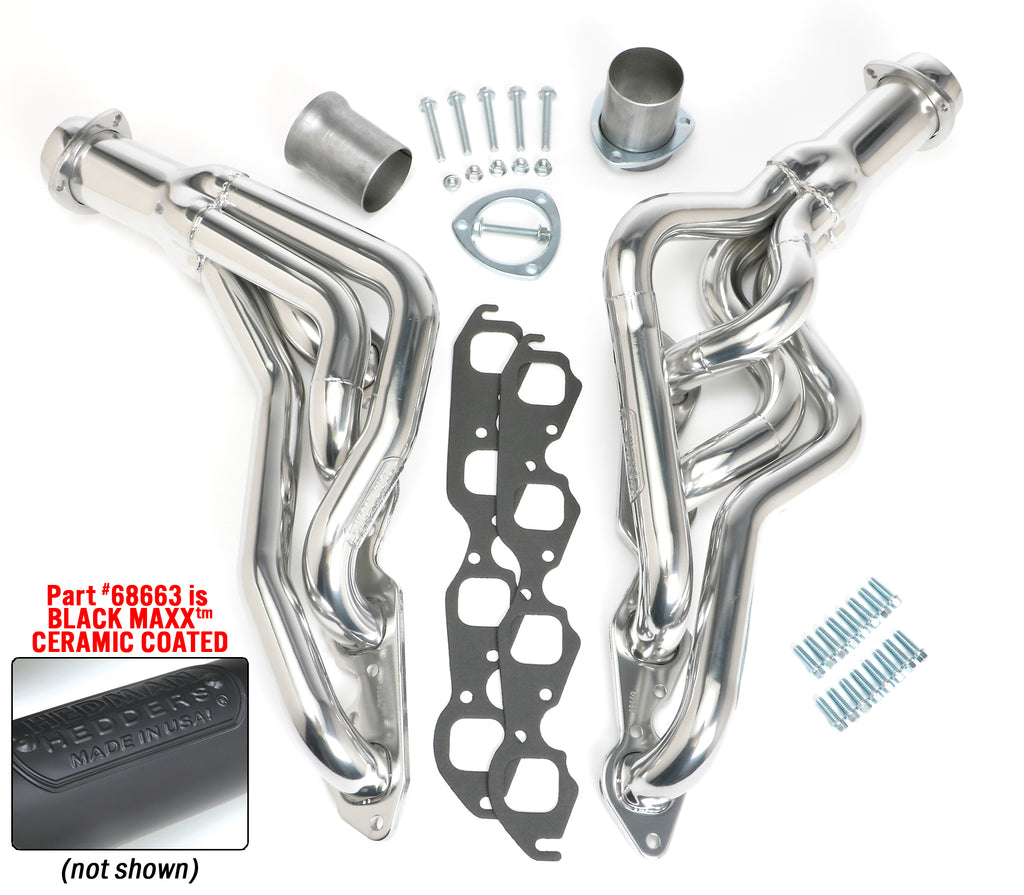 Hedman Hedders 68663 Black Mid-Length Headers For 1964-67 Chevelle/El Camino w/396-502 for Select Chevrolet Chevelle, Chevrolet El Camino