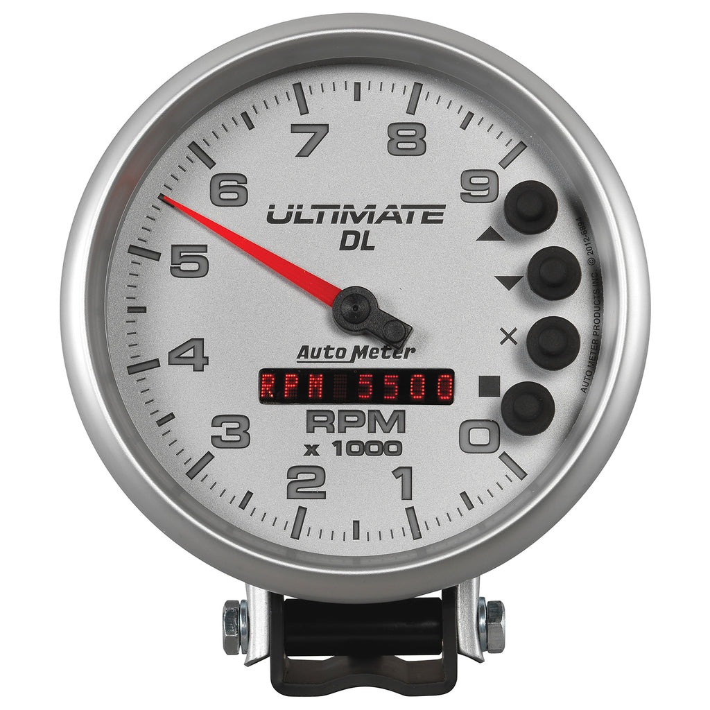 AutoMeter 6894 GAUGE, TACH, 5", 9K RPM, PEDESTAL, DATALOGGING, ULTIMATE DL PLAYBACK, SILVER