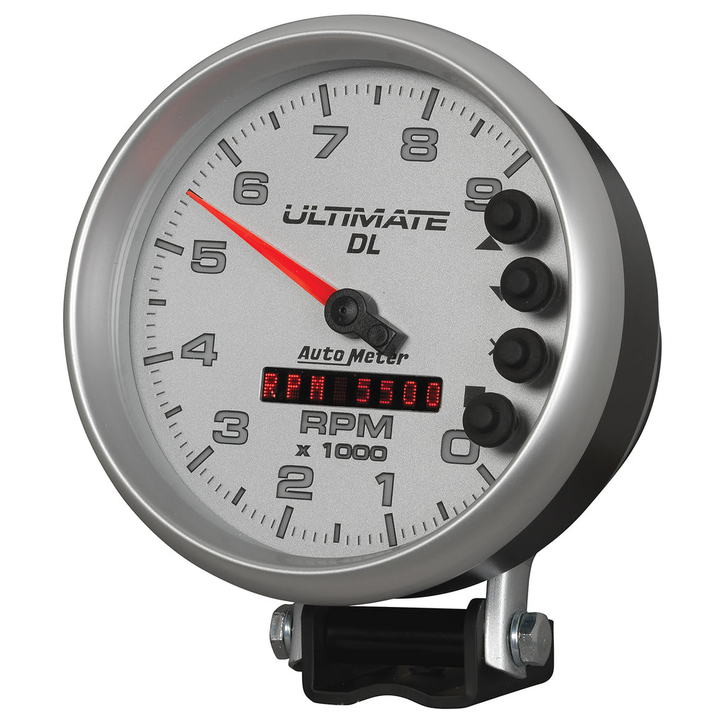 AutoMeter 6894 GAUGE, TACH, 5", 9K RPM, PEDESTAL, DATALOGGING, ULTIMATE DL PLAYBACK, SILVER