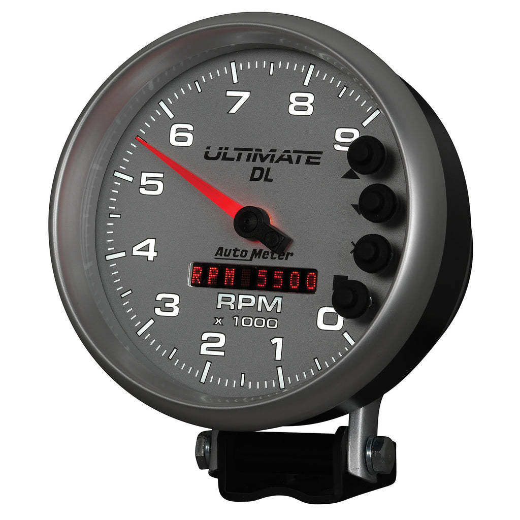 AutoMeter 6894 GAUGE, TACH, 5", 9K RPM, PEDESTAL, DATALOGGING, ULTIMATE DL PLAYBACK, SILVER