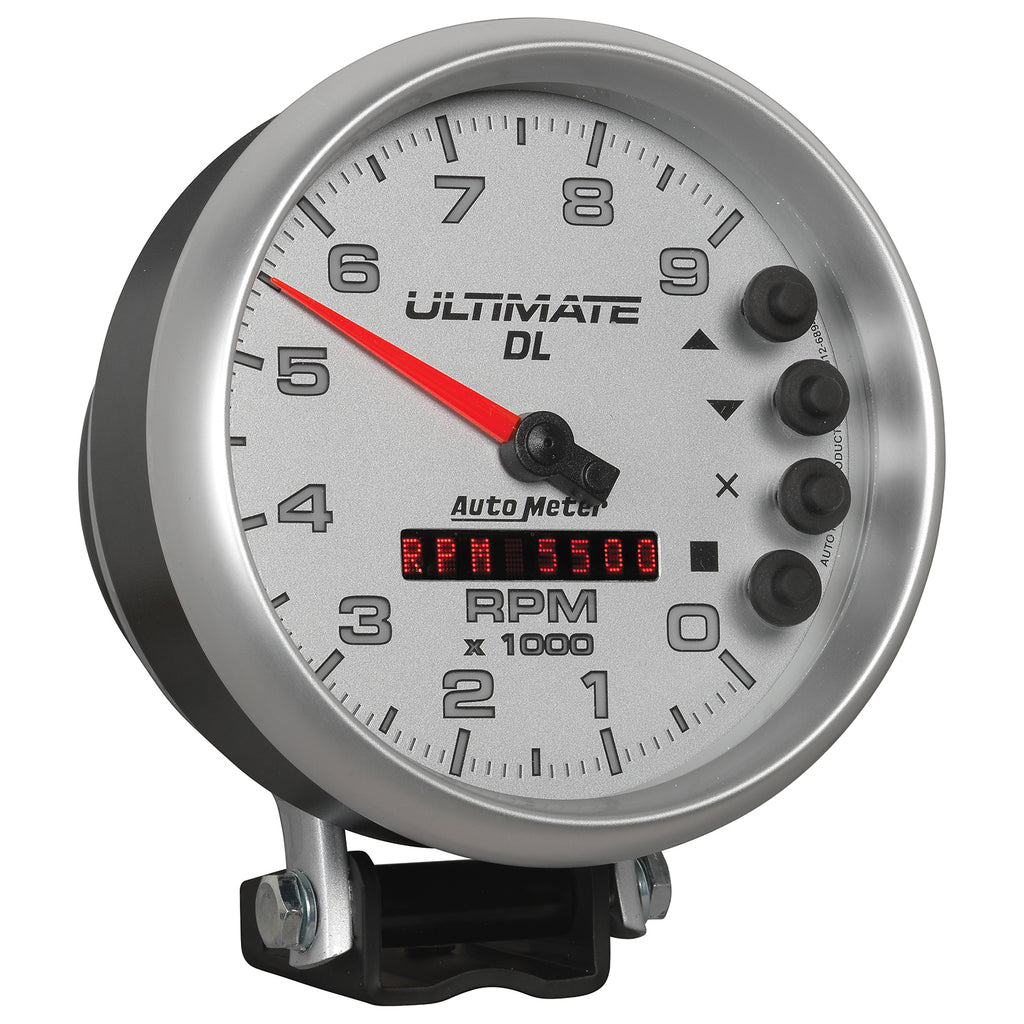 AutoMeter 6894 GAUGE, TACH, 5", 9K RPM, PEDESTAL, DATALOGGING, ULTIMATE DL PLAYBACK, SILVER