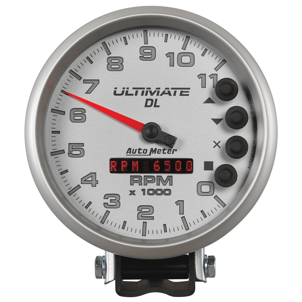 AutoMeter 6895 GAUGE, TACH, 5", 11K RPM, PEDESTAL, DATALOGGING, ULTIMATE DL PLAYBACK, SILVER
