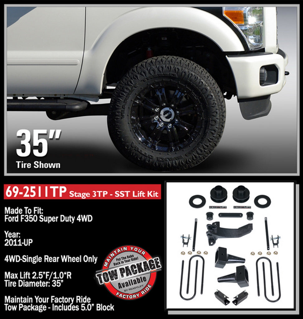 ReadyLift 69-2511TP 2.5in. SST Lift Kit with 5in. Rear Flat Blocks for 2 Piece Drive Shaft without S for Select Ford F-250 Super Duty, Ford F-350 Super Duty