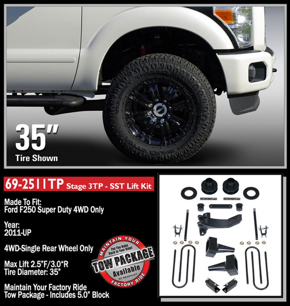 ReadyLift 69-2511TP 2.5in. SST Lift Kit with 5in. Rear Flat Blocks for 2 Piece Drive Shaft without S for Select Ford F-250 Super Duty, Ford F-350 Super Duty