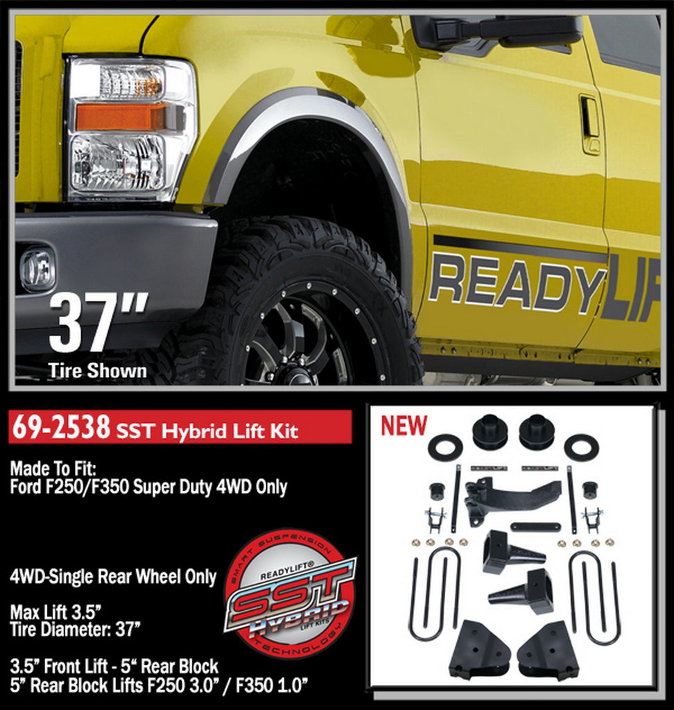 ReadyLift 69-2538 3.5in. SST Lift Kit with 5in. Rear Tapered Blocks-1 Piece Drive Shaft without Sh for Select Ford F-250 Super Duty, Ford F-350 Super Duty, Ford F-450 Super Duty
