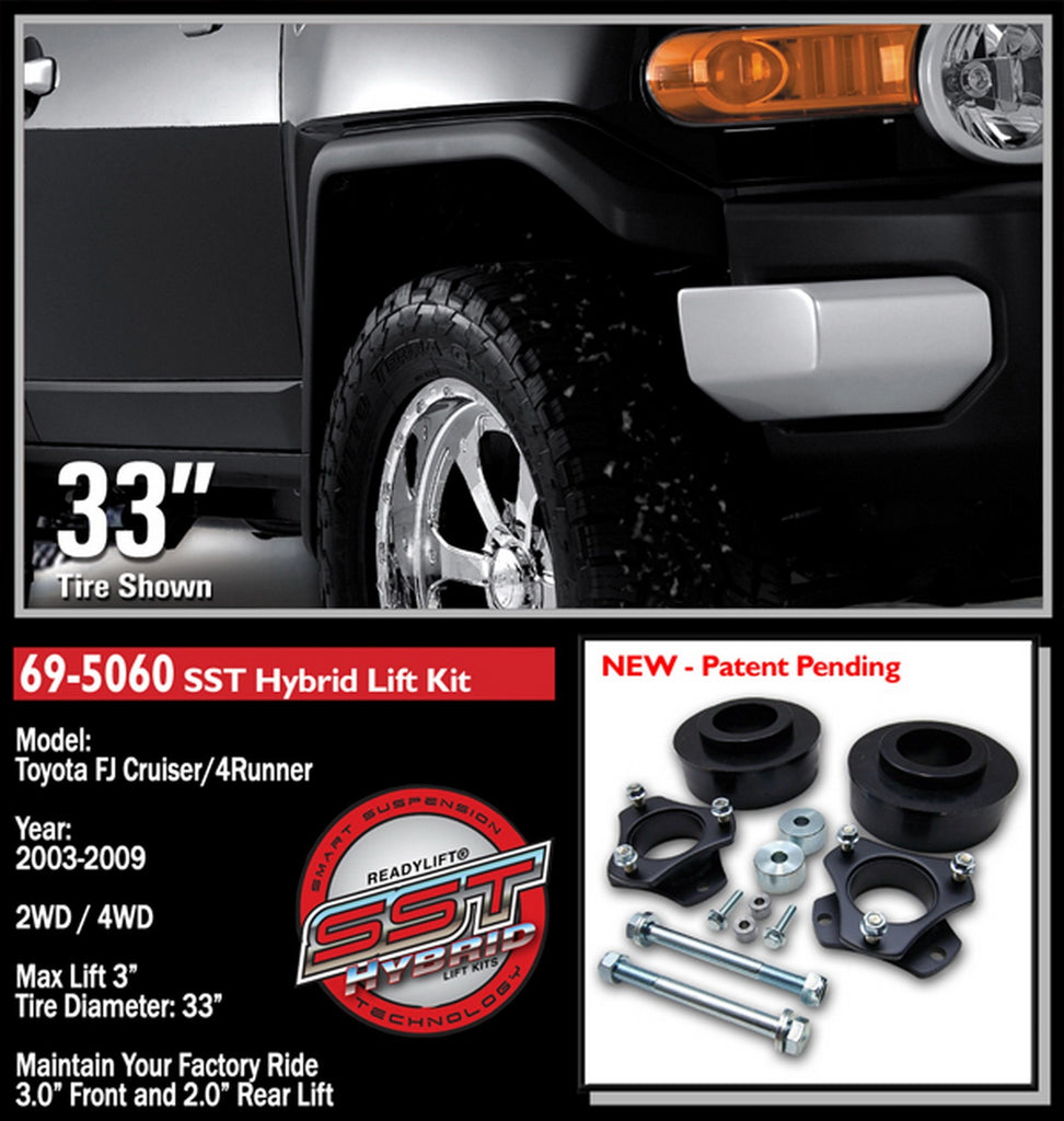 ReadyLift 69-5060 3in. SST Lift Kit Front with 2in. Rear Spacer without Shocks for Select Toyota 4Runner, Toyota FJ Cruiser