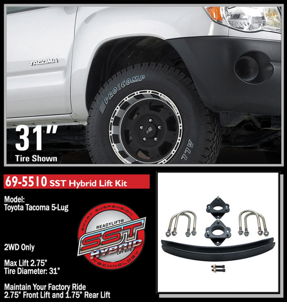 ReadyLift 69-5510 2.75in. SST Lift Kit with 1.75in. Add-a-Leaf without Shocks for Select Toyota Tacoma