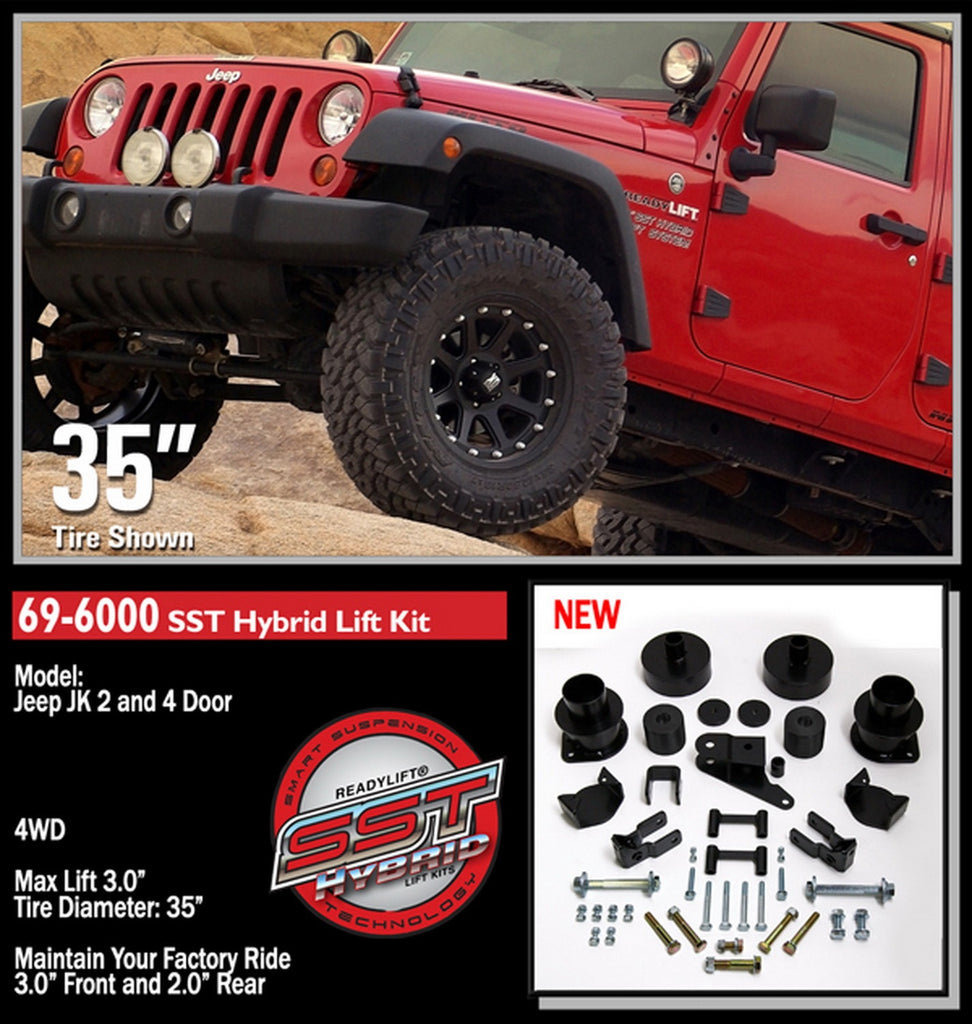 ReadyLift 69-6000 3in. SST Lift Kit without Shocks for Select Jeep Wrangler, Jeep Wrangler JK