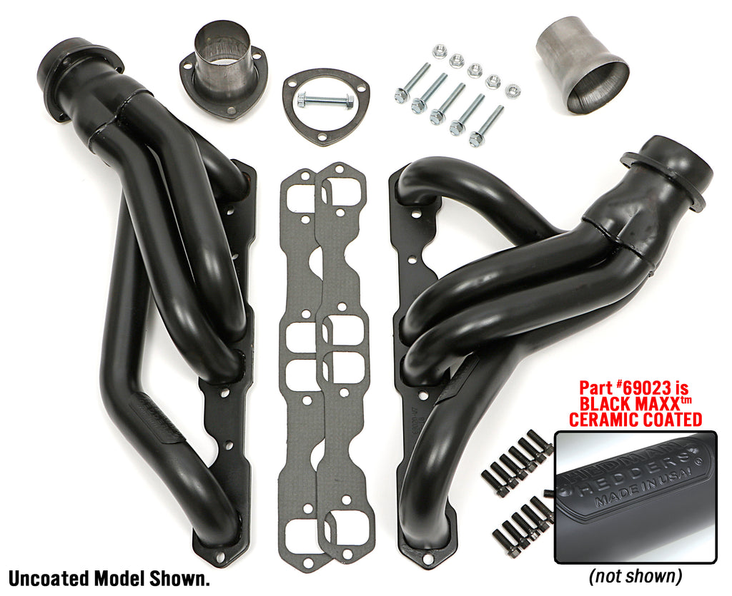 Hedman Hedders 69023 BLACK MID-LENGTH 1-3/4 IN. HEADERS For 67-87 C10 TRUCKS w/283-400 for Select Chevrolet C10, Chevrolet C10 Pickup, Chevrolet C10 Suburban, Chevrolet C20, Chevrolet C20 Pickup, Chevrolet C20 Suburban, Chevrolet C30, Chevrolet C30