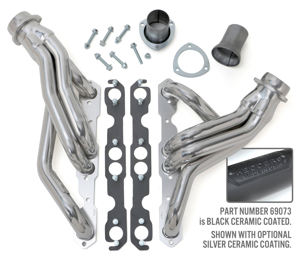 Hedman Hedders 69073 Black Mid-Length Headers for 67-74 4WD Truck, Blazer w/283-400 (Centered Engine) for Select Chevrolet Blazer, Chevrolet K10 Pickup, Chevrolet K10 Suburban, Chevrolet K20 Pickup, Chevrolet K20 Suburban, GMC Jimmy, GMC K15/K1500