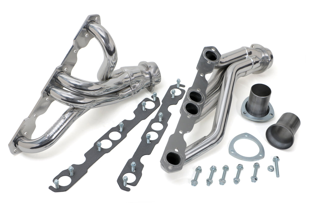 Hedman Hedders 69076 Silver Mid-Length Headers for 67-74 4WD Truck/Blazer w/283-400 (Centered Engine) for Select Chevrolet Blazer, Chevrolet K10 Pickup, Chevrolet K10 Suburban, Chevrolet K20 Pickup, Chevrolet K20 Suburban, GMC Jimmy, GMC K15/K1500