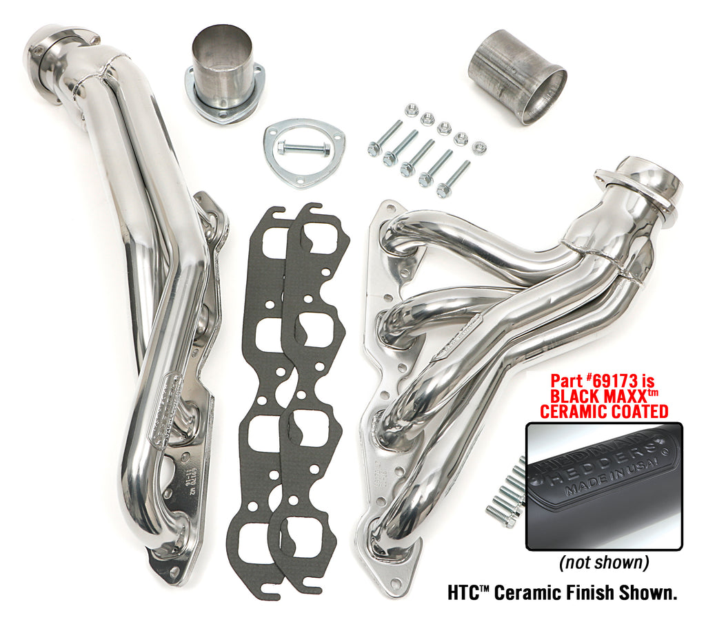 Hedman Hedders 69173 BLACK 1-3/4 IN. MID-LENGTH HEADERS For 67-87 2WD GM TRUCKS With 396-502 for Select Chevrolet C10 Pickup, Chevrolet C10 Suburban, Chevrolet C20 Pickup, Chevrolet C20 Suburban, Chevrolet C30 Pickup, GMC C15/C1500 Suburban, GMC