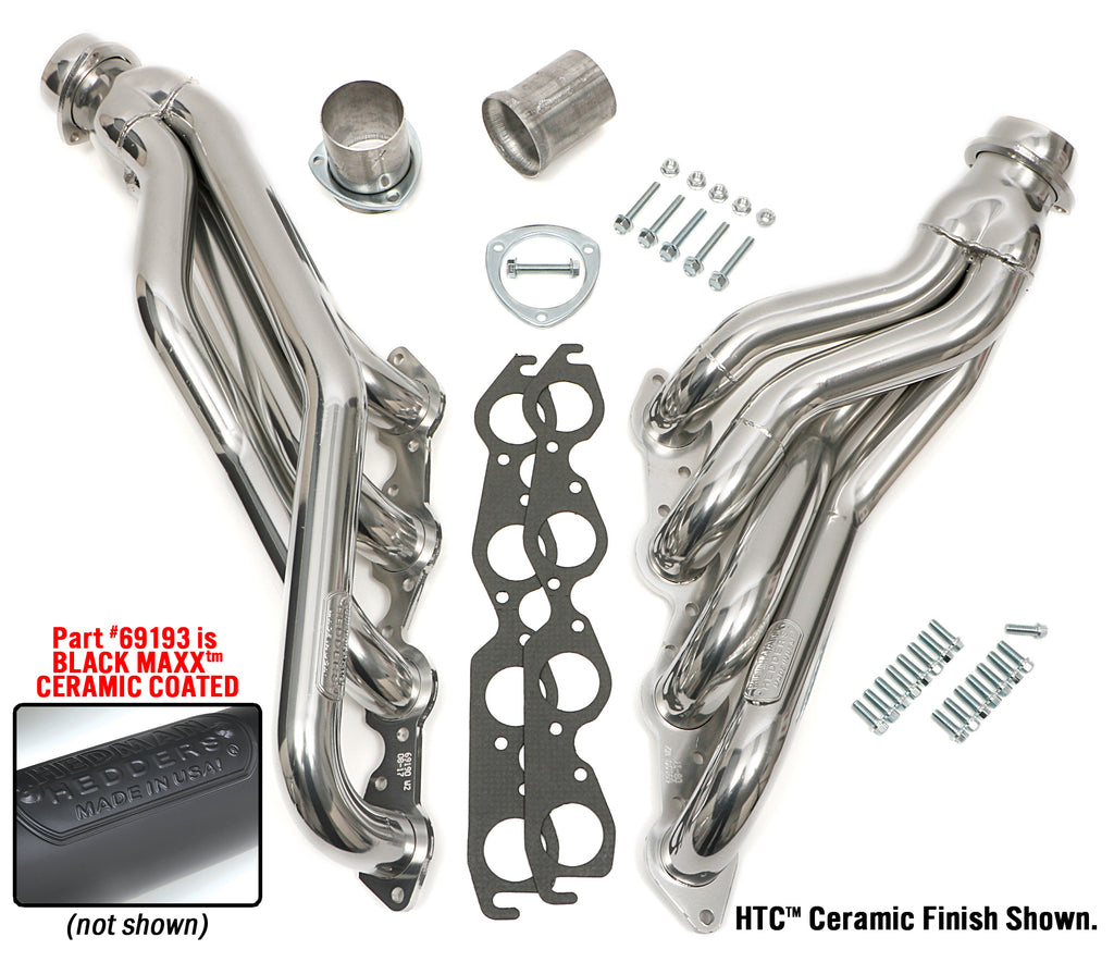 Hedman Hedders 69193 BLACK 2 IN. MID-LENGTH HEADERS For 67-87 2WD GM TRUCK/SUV With 396-502 for Select Chevrolet C10 Pickup, Chevrolet C10 Suburban, Chevrolet C20 Pickup, Chevrolet C20 Suburban, Chevrolet C30 Pickup, GMC C15/C1500 Suburban, GMC C25/C2500