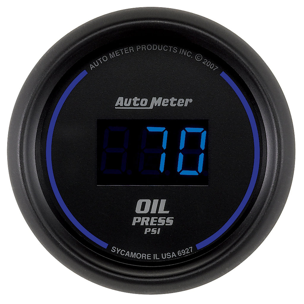 AutoMeter 6927 GAUGE, OIL PRESSURE, 2 1/16", 100PSI, DIGITAL, BLACK DIAL W/ BLUE LED