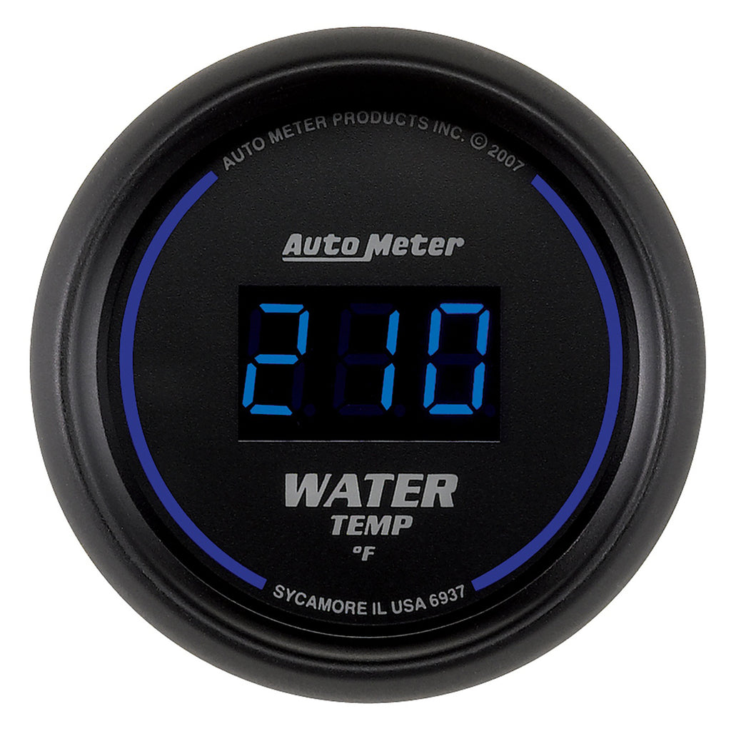 AutoMeter 6937 GAUGE, WATER TEMP, 2 1/16", 340?F, DIGITAL, BLACK DIAL W/ BLUE LED