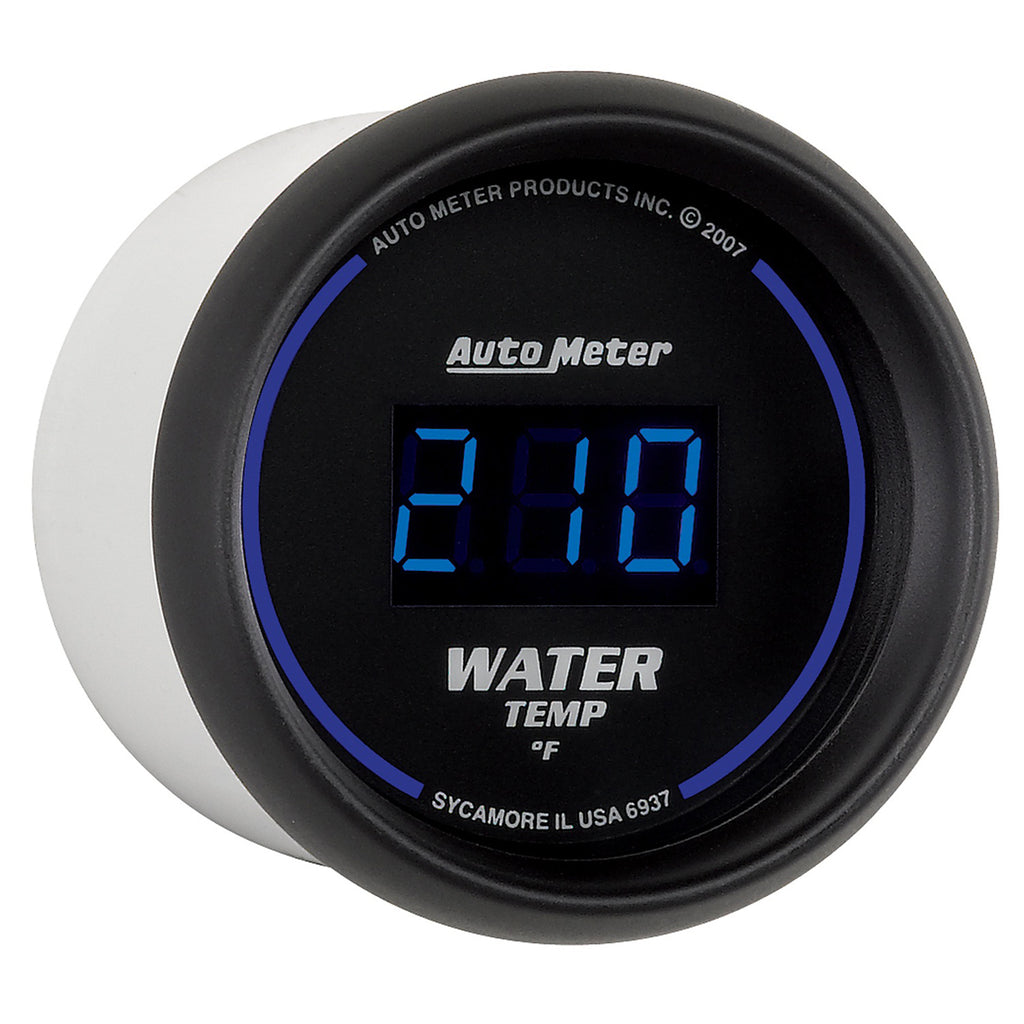 AutoMeter 6937 GAUGE, WATER TEMP, 2 1/16", 340?F, DIGITAL, BLACK DIAL W/ BLUE LED