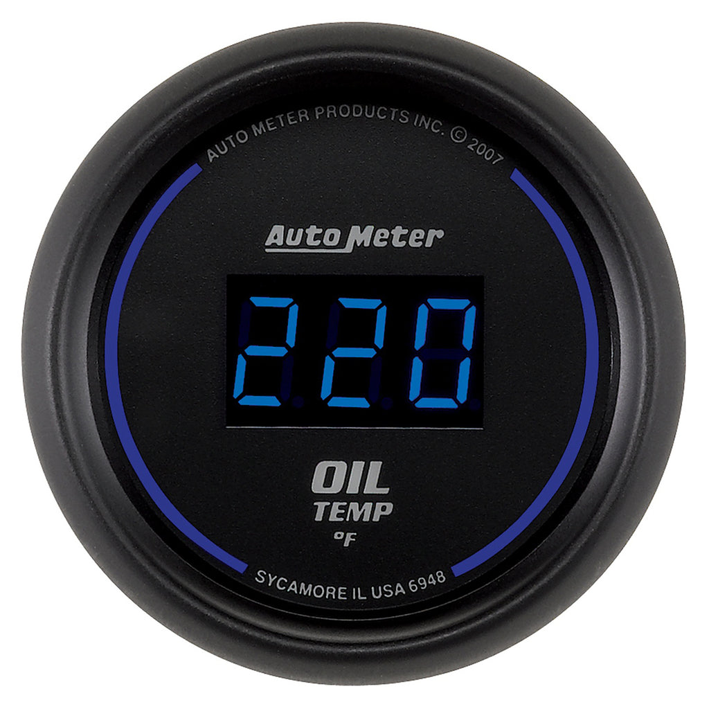 AutoMeter 6948 GAUGE, OIL TEMP, 2 1/16", 340?F, DIGITAL, BLACK DIAL W/ BLUE LED