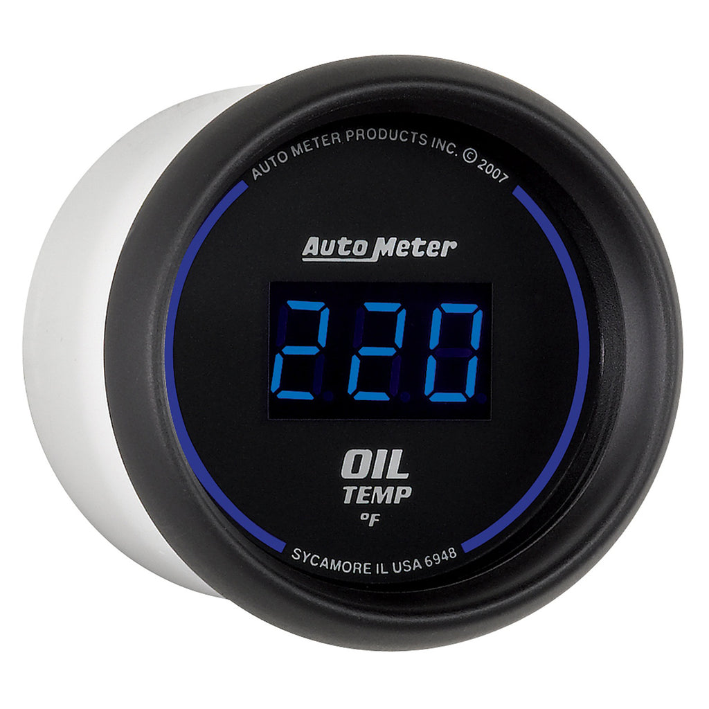 AutoMeter 6948 GAUGE, OIL TEMP, 2 1/16", 340?F, DIGITAL, BLACK DIAL W/ BLUE LED