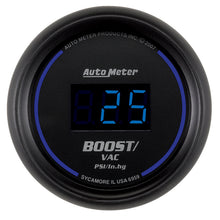 Load image into Gallery viewer, AutoMeter 6959 GAUGE, VAC/BOOST, 2 1/16", 30INHG-30PSI, DIGITAL, BLACK DIAL W/ BLUE LED