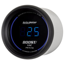 Load image into Gallery viewer, AutoMeter 6959 GAUGE, VAC/BOOST, 2 1/16", 30INHG-30PSI, DIGITAL, BLACK DIAL W/ BLUE LED