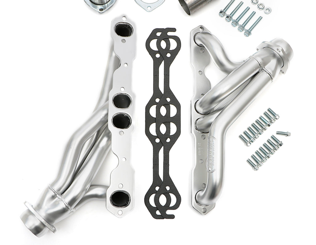 Hedman Hedders 69648 HD Silver Mid-Length Swap Headers For SB Chevy in 87-95 Wrangler for Select Jeep Wrangler