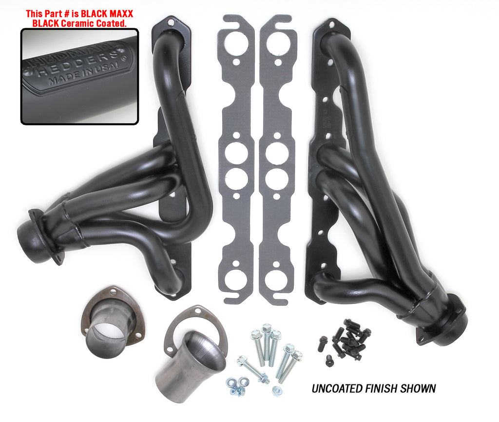 Hedman Hedders 69673 Black Mid-Length Swap Headers For SB Chevy in 76-86 JEEP CJ for Select Jeep CJ5, Jeep CJ7