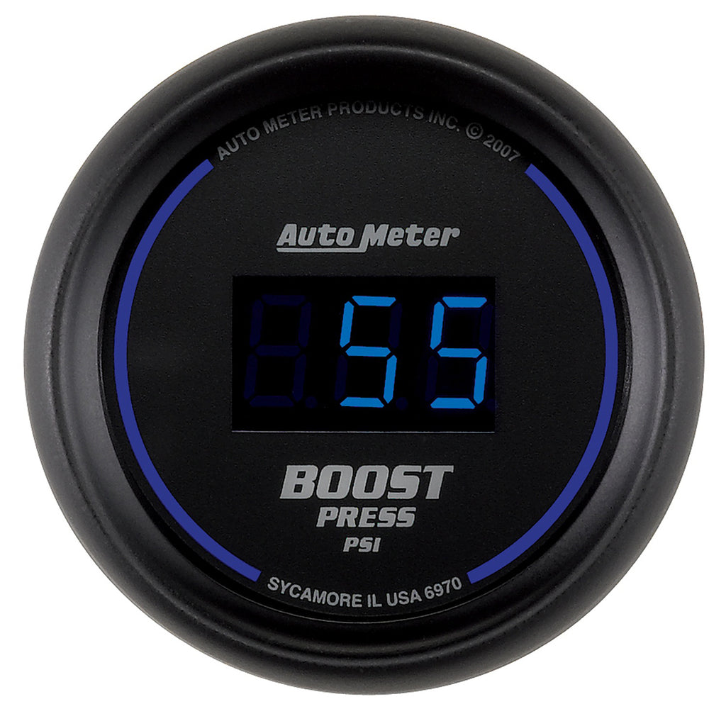 AutoMeter 6970 GAUGE, BOOST, 2 1/16", 60PSI, DIGITAL, BLACK DIAL W/ BLUE LED