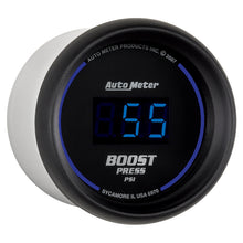 Load image into Gallery viewer, AutoMeter 6970 GAUGE, BOOST, 2 1/16", 60PSI, DIGITAL, BLACK DIAL W/ BLUE LED