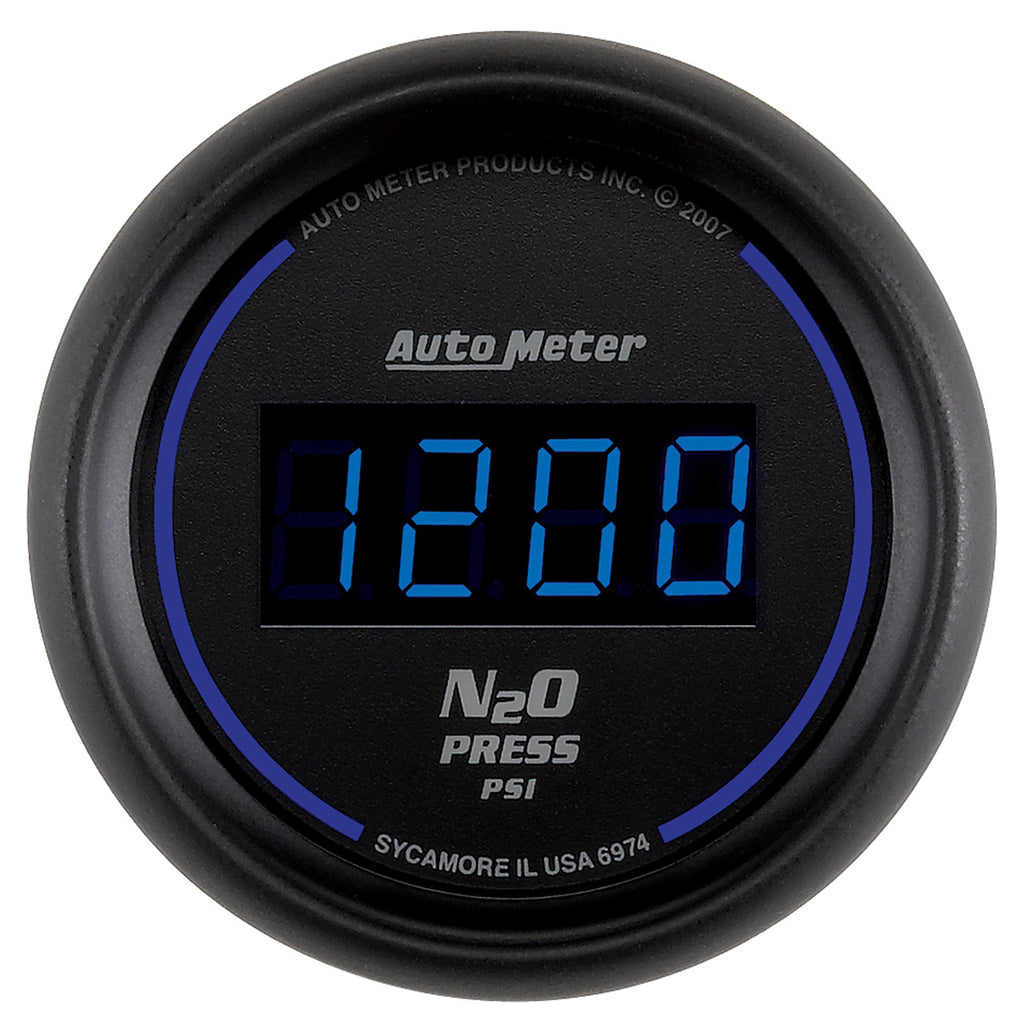 AutoMeter 6974 GAUGE, NITROUS PRESSURE, 2 1/16", 1600PSI, DIGITAL, BLACK DIAL W/ BLUE LED