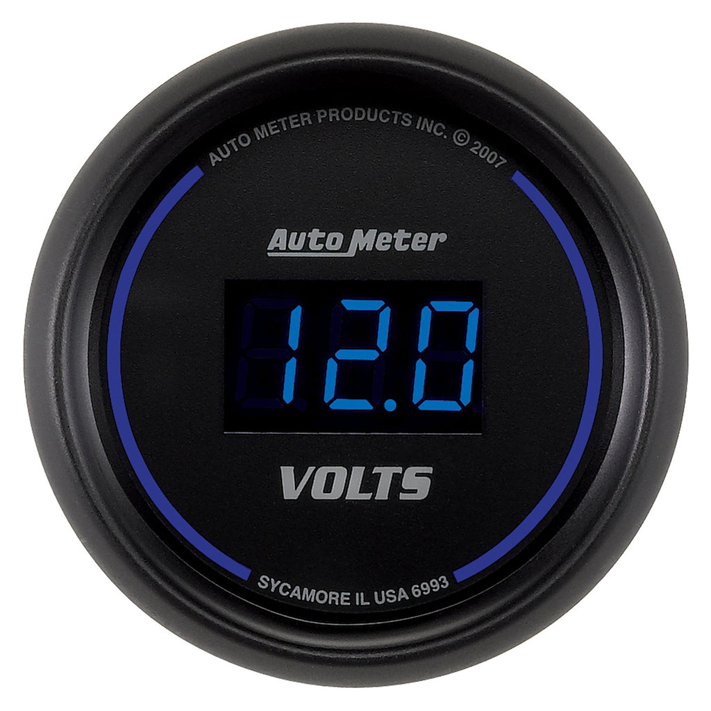 AutoMeter 6993 GAUGE, VOLTMETER, 2 1/16", 18V, DIGITAL, BLACK DIAL W/ BLUE LED