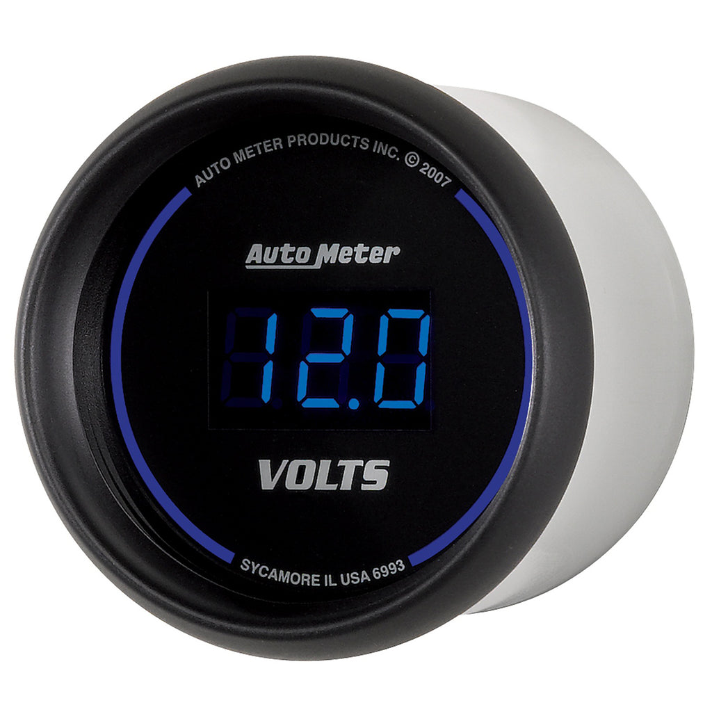AutoMeter 6993 GAUGE, VOLTMETER, 2 1/16", 18V, DIGITAL, BLACK DIAL W/ BLUE LED