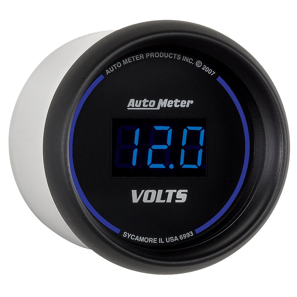 AutoMeter 6993 GAUGE, VOLTMETER, 2 1/16", 18V, DIGITAL, BLACK DIAL W/ BLUE LED