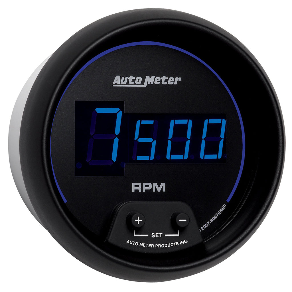 AutoMeter 6997 GAUGE, TACH, 3 3/8", 10K RPM, IN-DASH, DIGITAL, BLACK DIAL W/ BLUE LED