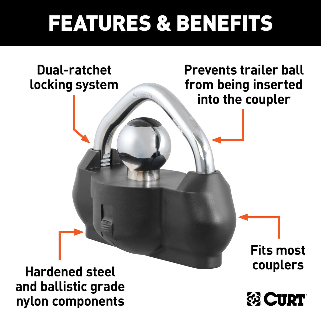 CURT 23179 CURT 23179 Ballistic-Grade Nylon Universal Trailer Tongue Lock - Truck Part Superstore