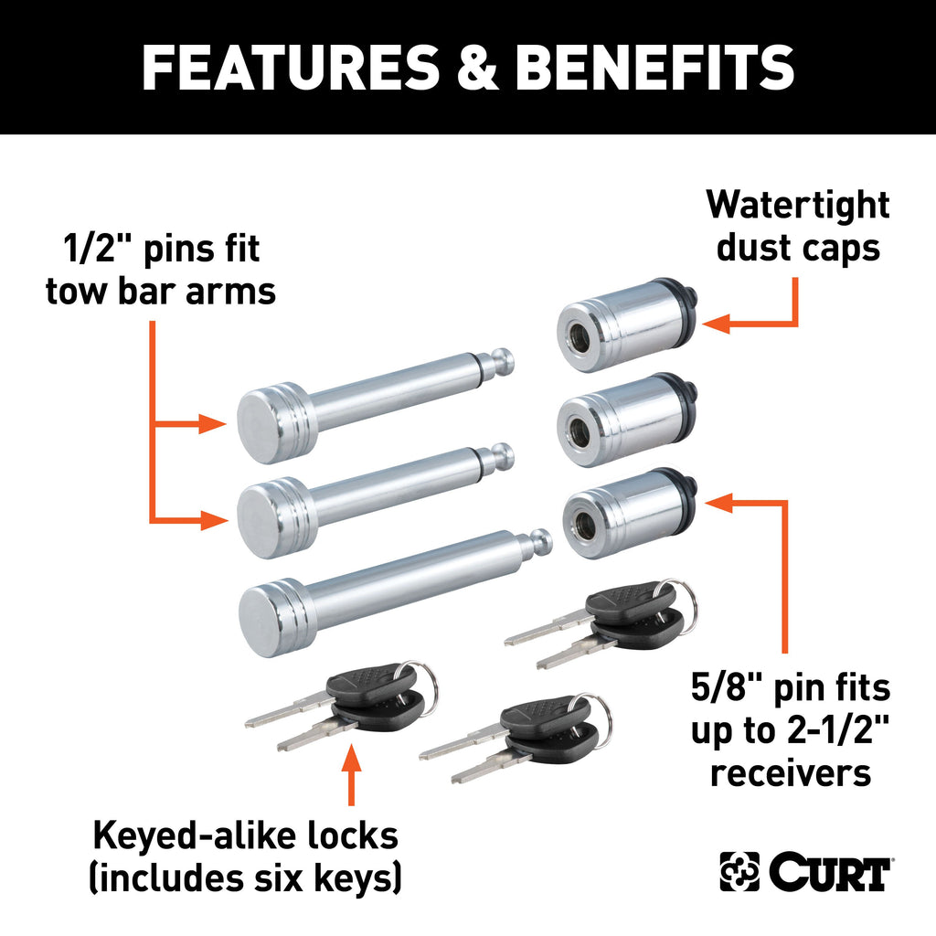CURT 70005 Steel Tow Bar Lock Set