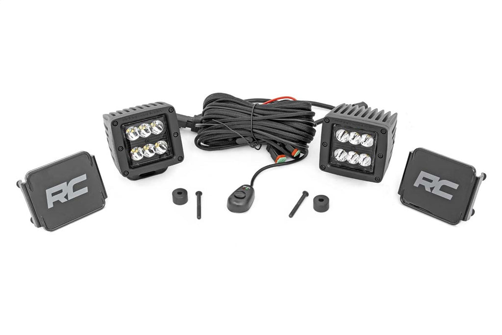 Rough Country 70062 Black Series LED Fog Light Kit for Select Jeep Gladiator, Jeep Wrangler