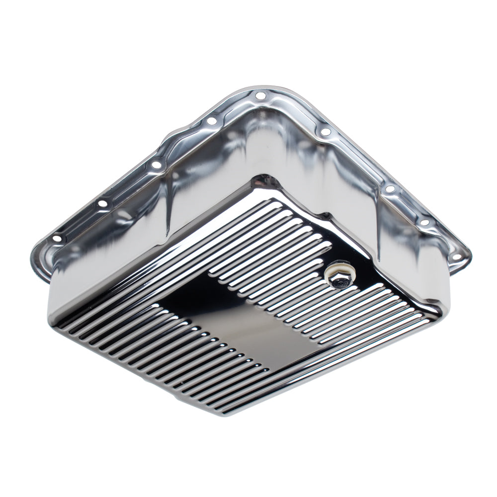 700R44L60e-Chrome-Transmission-Pan;-Extra-Capacity;-3-12-In.-Depth;Finned