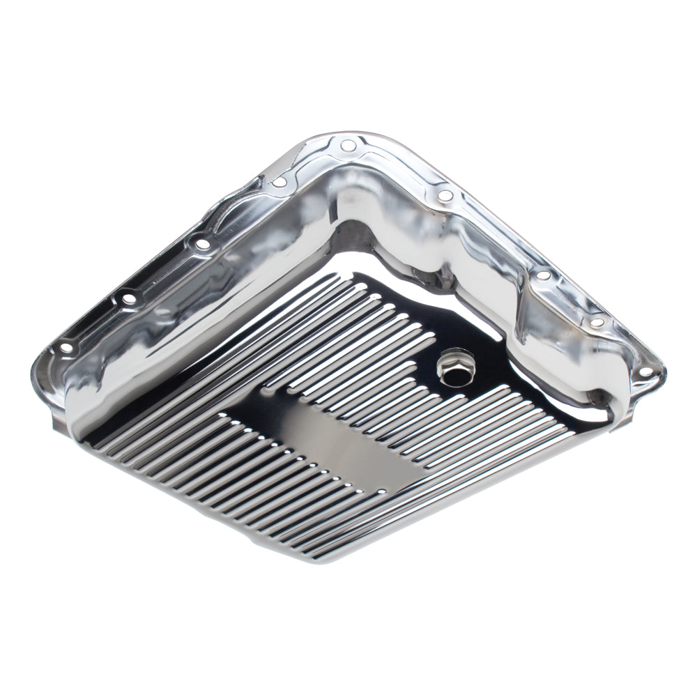 700R44L60e-Chrome-Transmission-Pan;-Stock-Capacity;-Stock-Depth;-Finned-Bottom