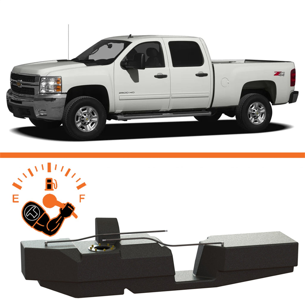 TITAN Fuel Tanks 7010201 Extra Large Midship Tank for Select Chevrolet Silverado HD, Chevrolet Silverado HD Classic, GMC Sierra HD, GMC Sierra HD Classic, GMC Sierra 3500, GMC Sierra Classic, GMC Sierra HD