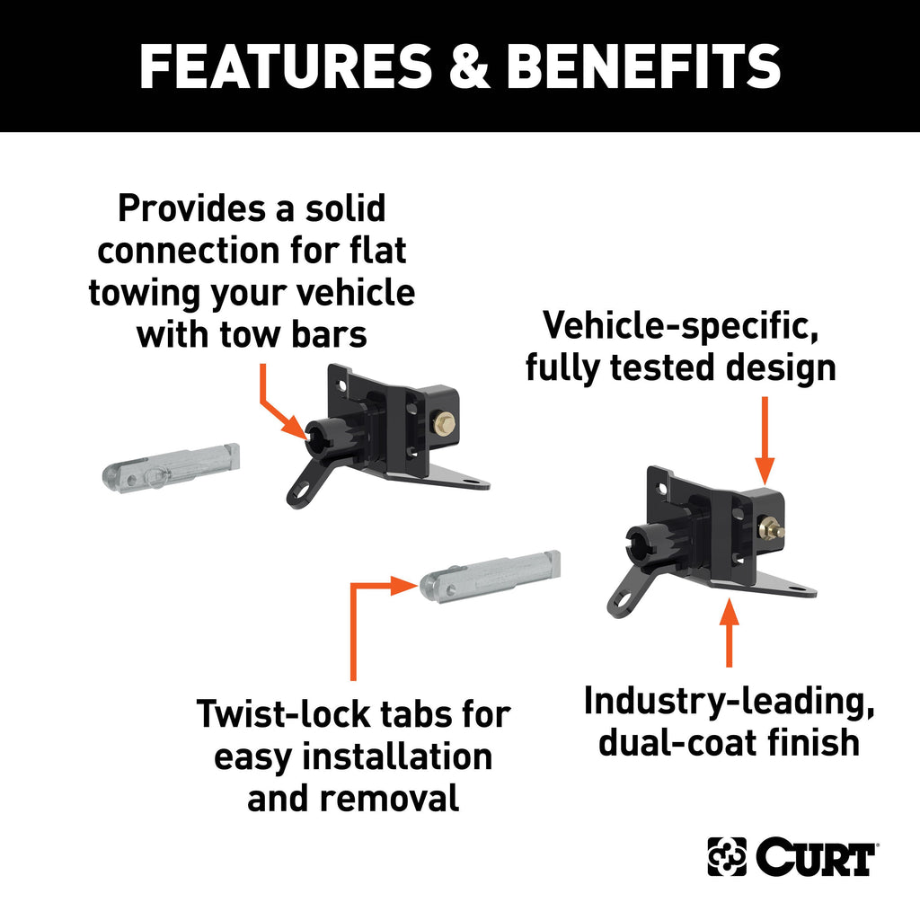 CURT 70143 Tow Bar Base Plate, Select Ford Bronco w/ Modular or Standard D-Ring Bumper