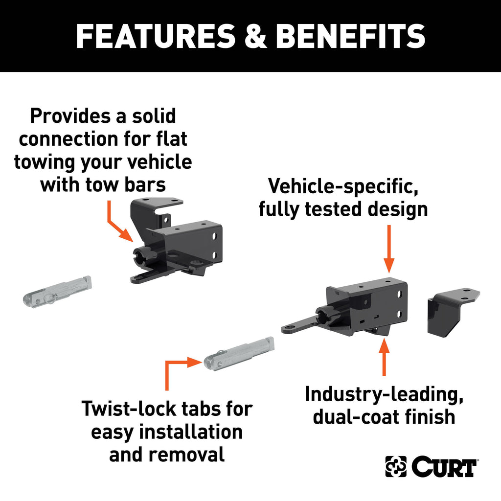 CURT 70147 Custom Tow Bar Base Plate, Select Ford Bronco with Standard Bumper