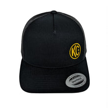 Load image into Gallery viewer, KC HiLiTES 70213 KC Hat Curved Trucker Black KC Logo Yellow One Size Fits Most