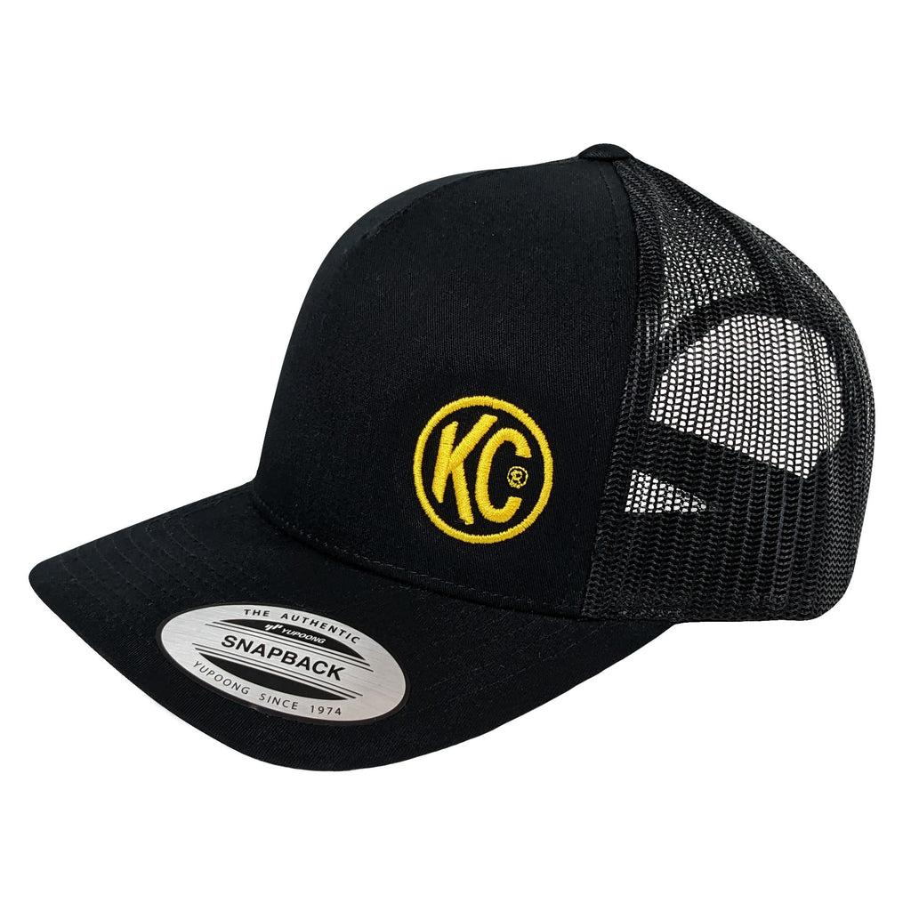 KC HiLiTES 70213 KC Hat Curved Trucker Black KC Logo Yellow One Size Fits Most