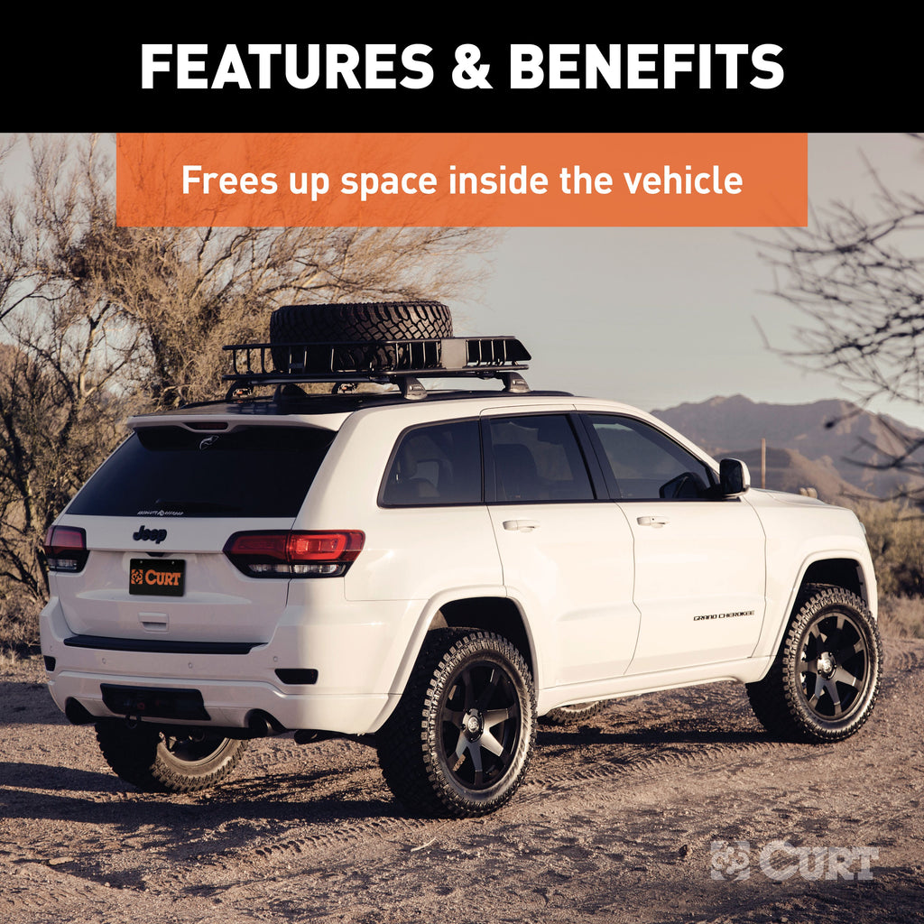 CURT 18115 CURT 18115 Universal 42 x 37-Inch Black Steel Roof Rack Rooftop Cargo Carrier - Truck Part Superstore