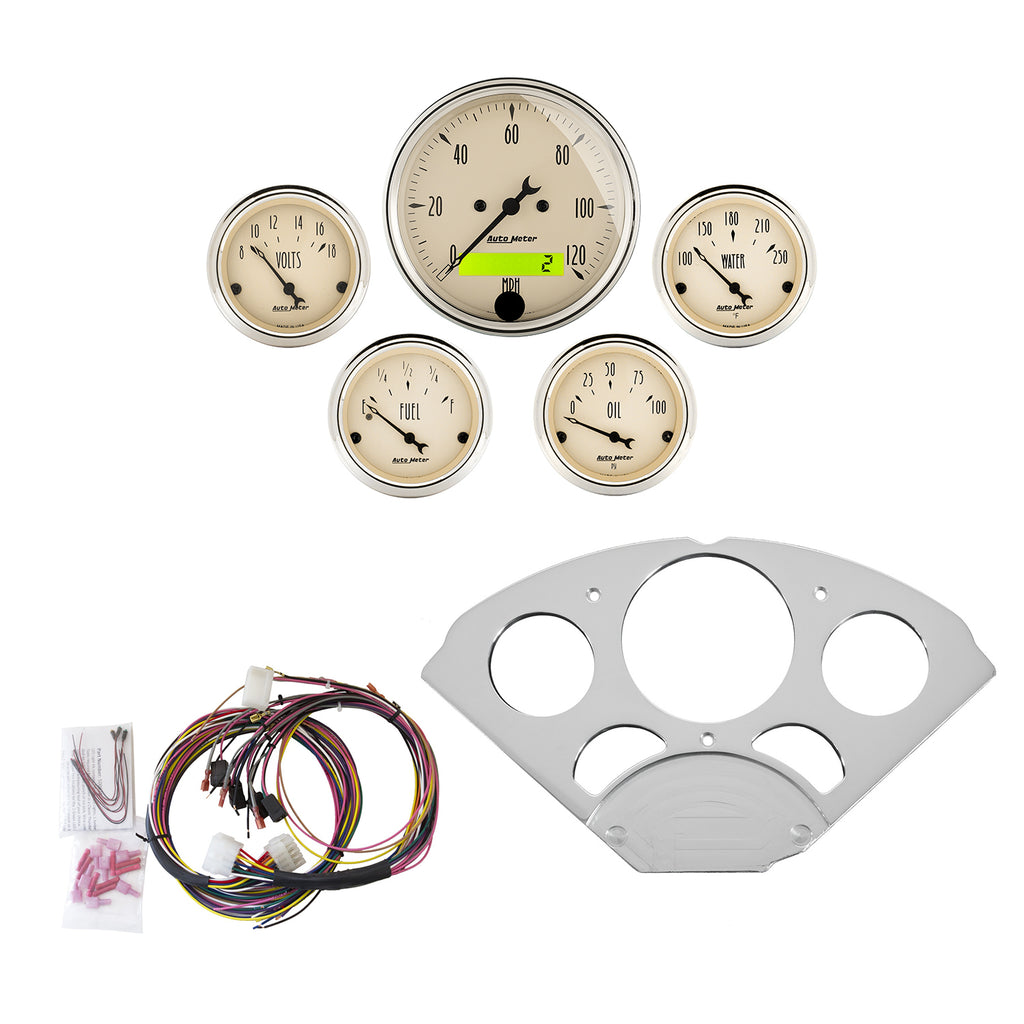AutoMeter 7033-AB DIRECT FIT DASH KIT, CHEVY CAR 55-56, MPH/FUEL/OILP/WTMP/BAT, AB