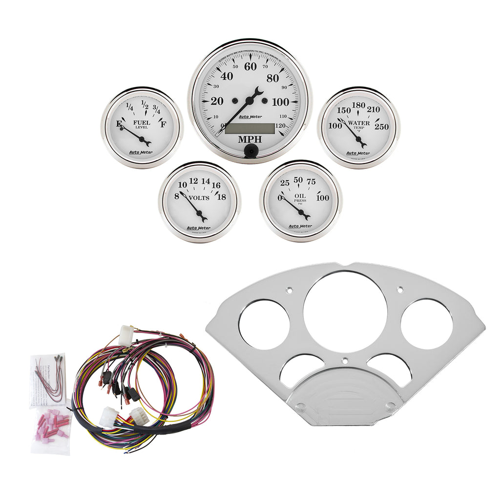AutoMeter 7033-OTW DIRECT FIT DASH KIT, CHEVY CAR 55-56, MPH/FUEL/OILP/WTMP/BAT, OTW